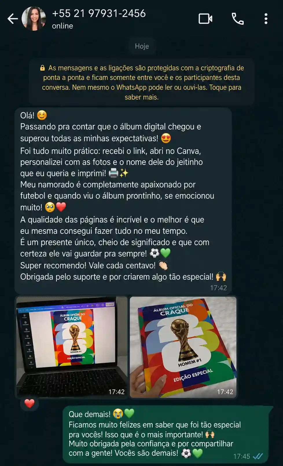 Depoimento de cliente satisfeito